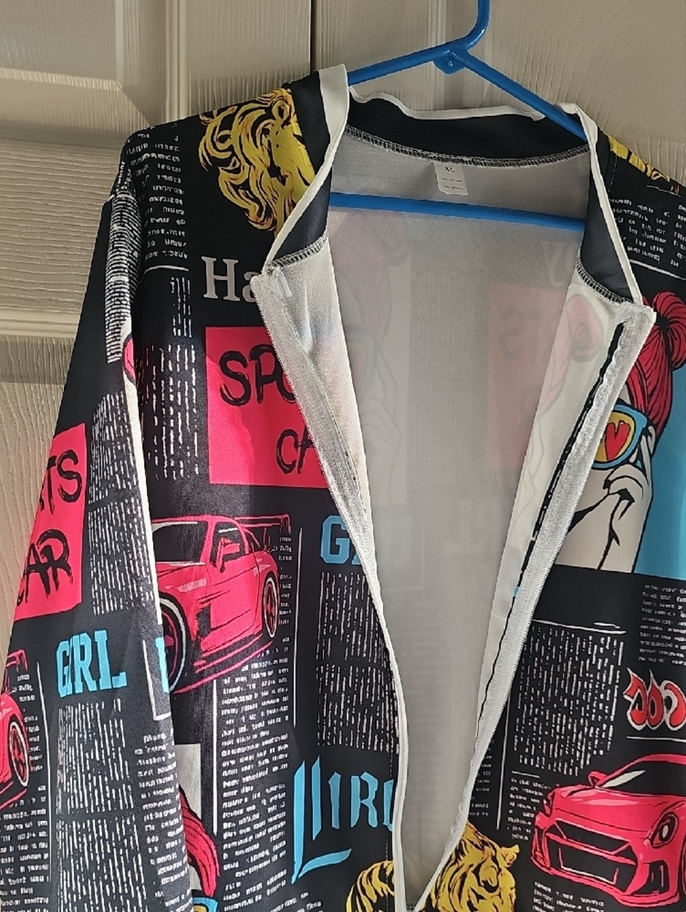 New XL Women's Pop Art Graphic Vibrant Streetwear Bomber Jacket - Picture 16 of 16